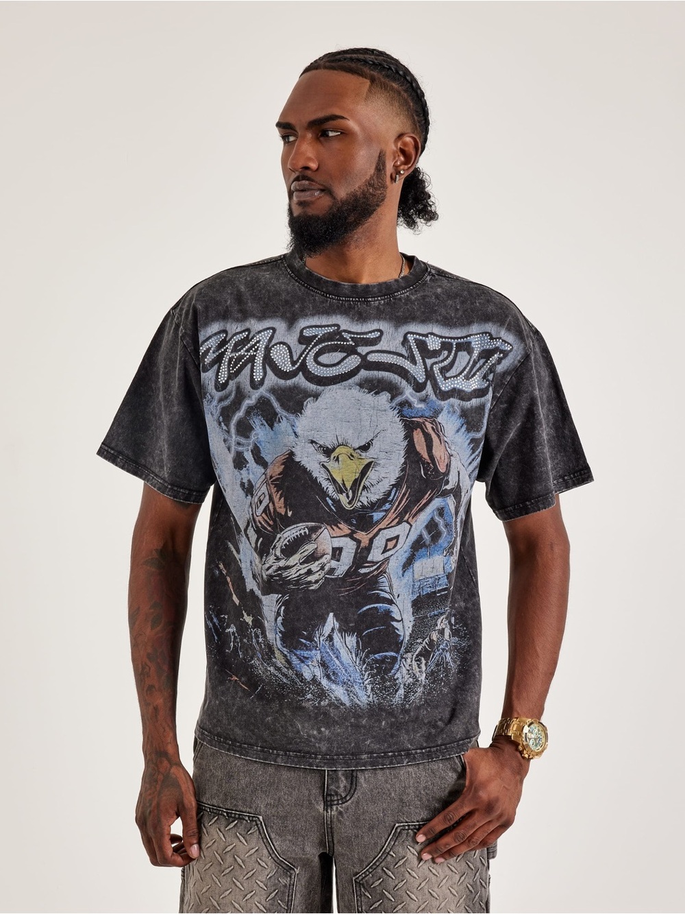 Majestik Men’s Eagles Football Tee Small NWT